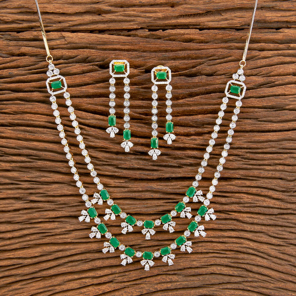 American Diamond 2 Line Necklace With 2 Tone Plating 429252