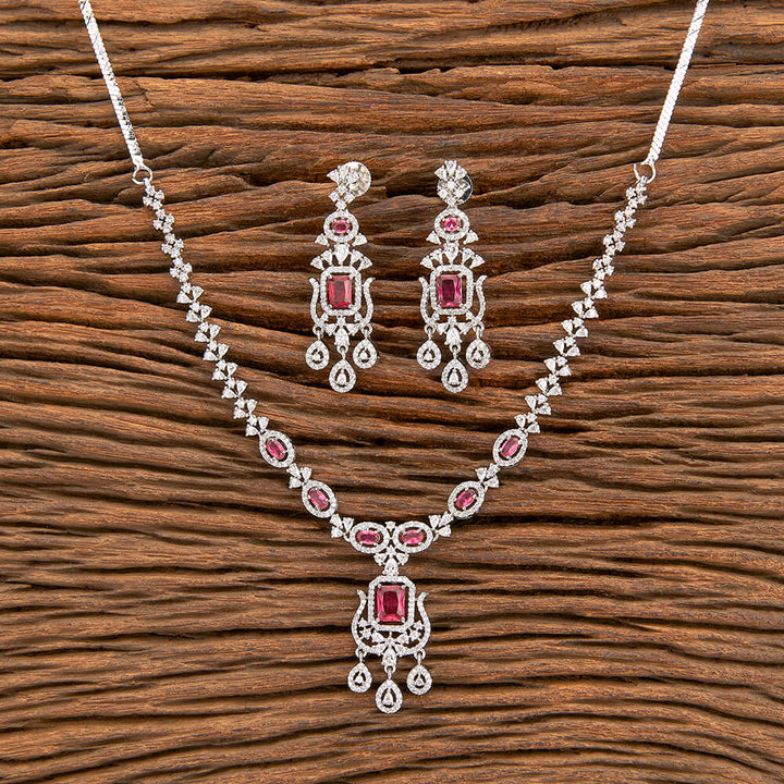 Cz Classic Necklace With Rhodium Plating 429368