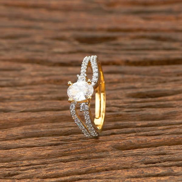 Cz Adjustable Ring With Rhodium 2 Tone Plating 429424