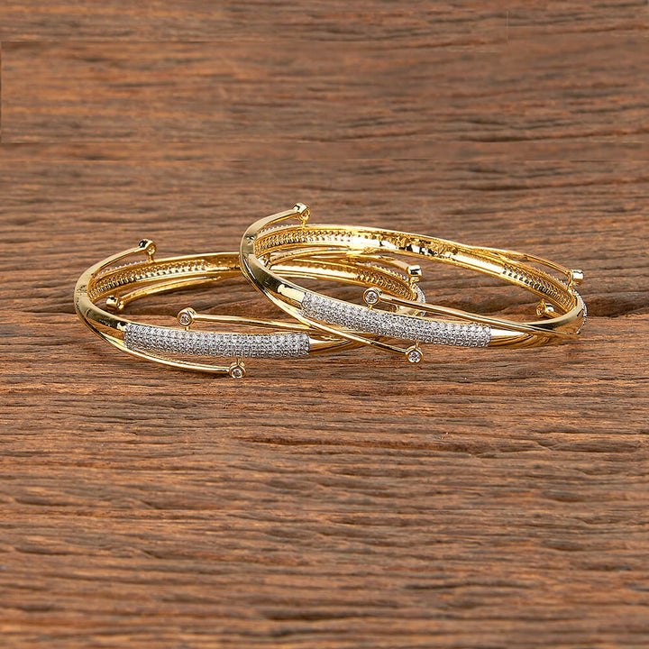 Cz Classic Bangles With 2 Tone Plating 429455