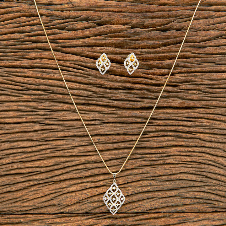 Cz Classic Pendant Set With Rhodium 2 Tone Plating 429526