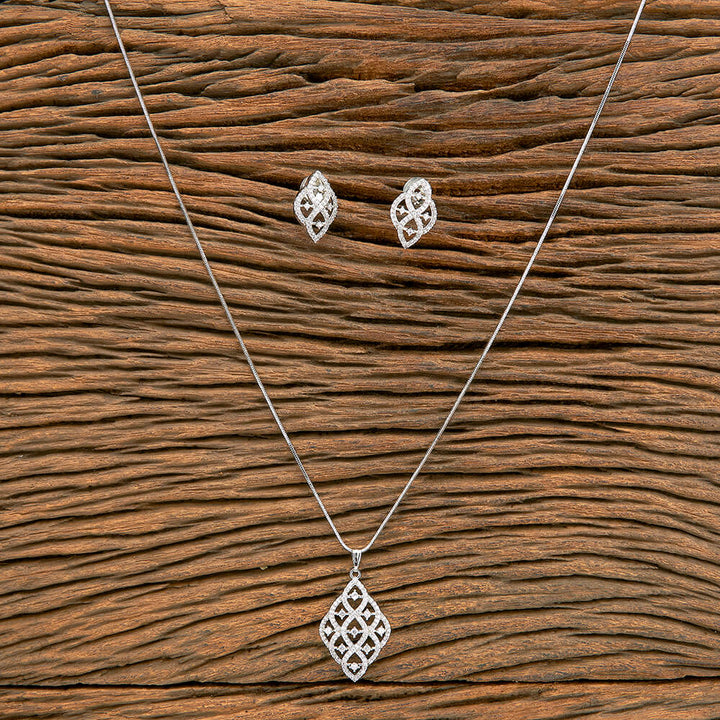 Cz Classic Pendant Set With Rhodium 2 Tone Plating 429526