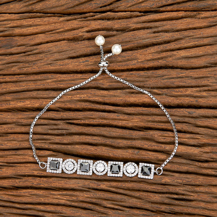 Cubic Zirconia Adjustable Bracelet With Rhodium Plating 429720