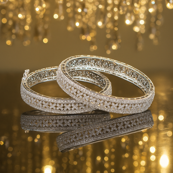 429729 Cubic Zirconia Classic Bangles With Rhodium Plating