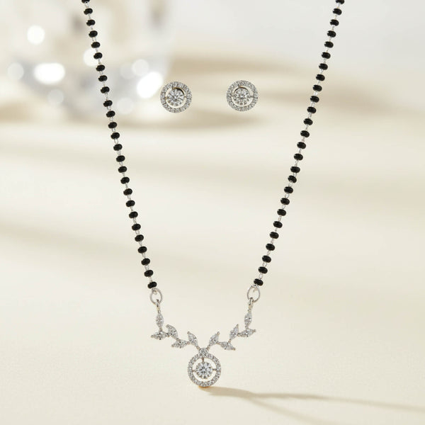 429787 Cz Classic Mangalsutra With 2 Tone Rhodium Plating