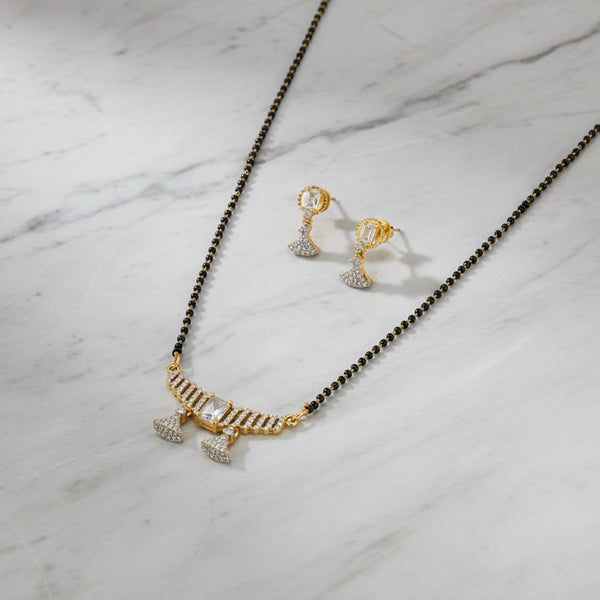 429801 American Diamond Tanmaniya Mangalsutra With 2 Tone Plating