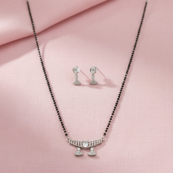 429802 American Diamond Tanmaniya Mangalsutra With Rhodium Plating