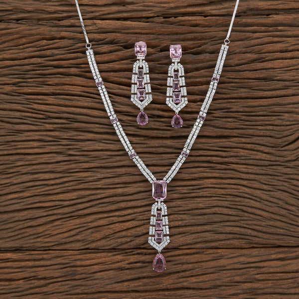 Cz Classic Necklace With Rhodiumplating 430047