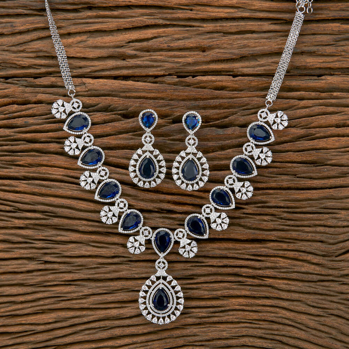 Cz Classic Necklace With Rhodium Plating 430127