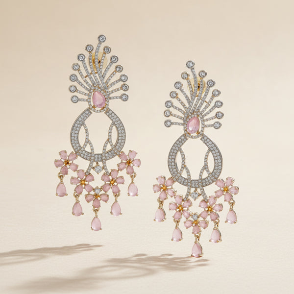 430133 Cz Classic Earring With 2 Tone Plating