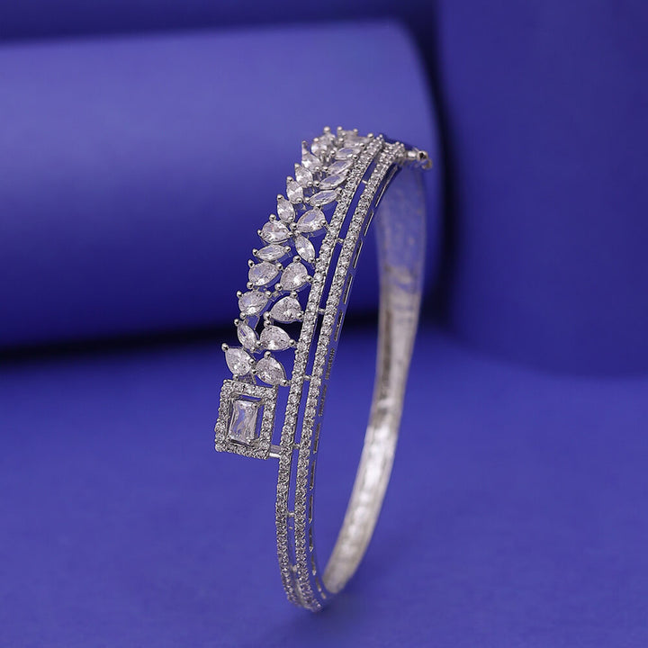 Cz Classic Kada With Rhodium 2 Tone Plating 430134