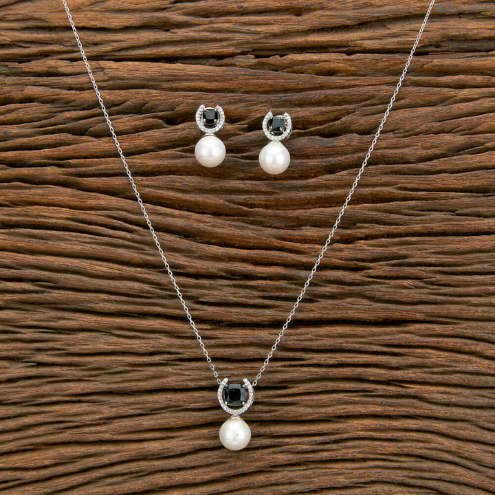 Cz Delicate Pendant Set With 2 Tone Plating 430290