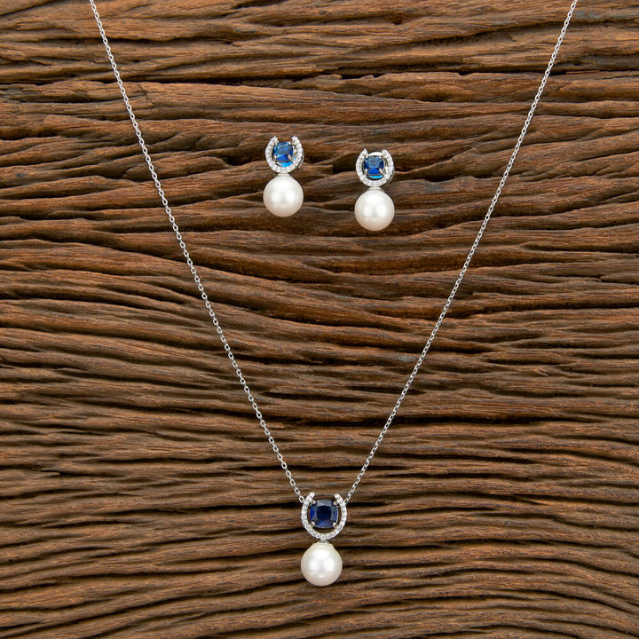 Cz Delicate Pendant Set With 2 Tone Plating 430290