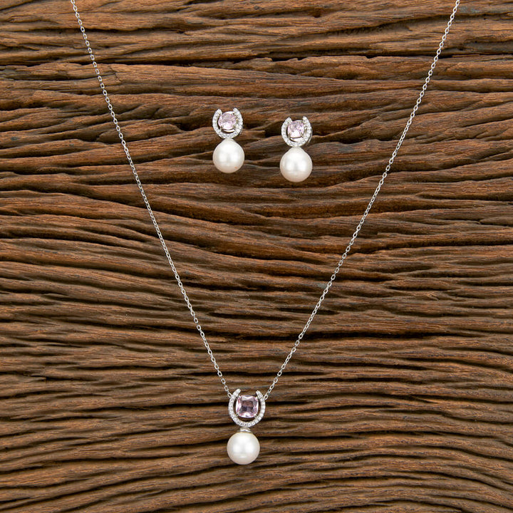 Cz Delicate Pendant Set With 2 Tone Plating 430290