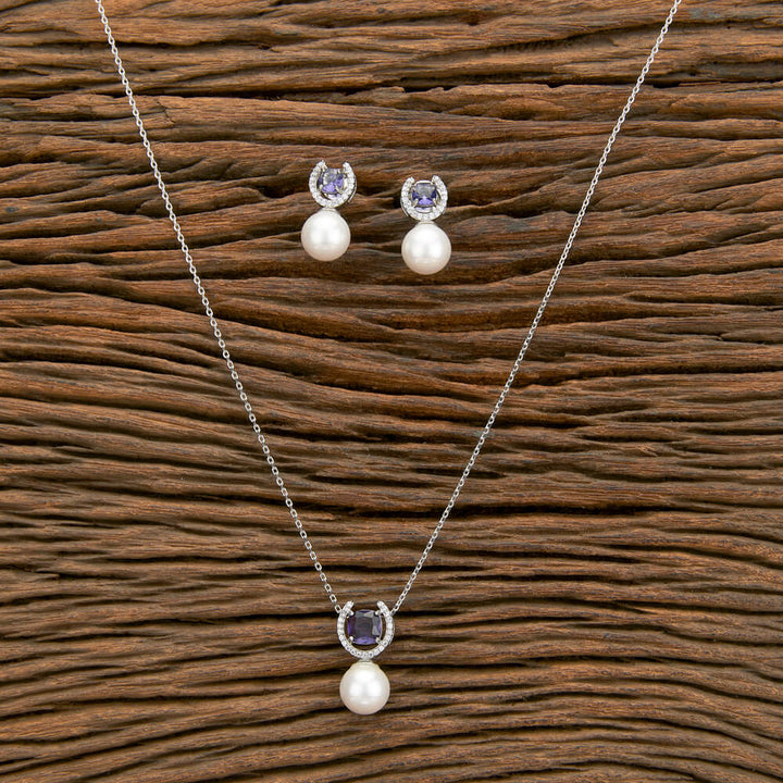 Cz Delicate Pendant Set With 2 Tone Plating 430290