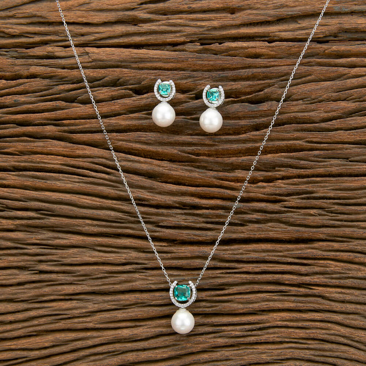 Cz Delicate Pendant Set With 2 Tone Plating 430290