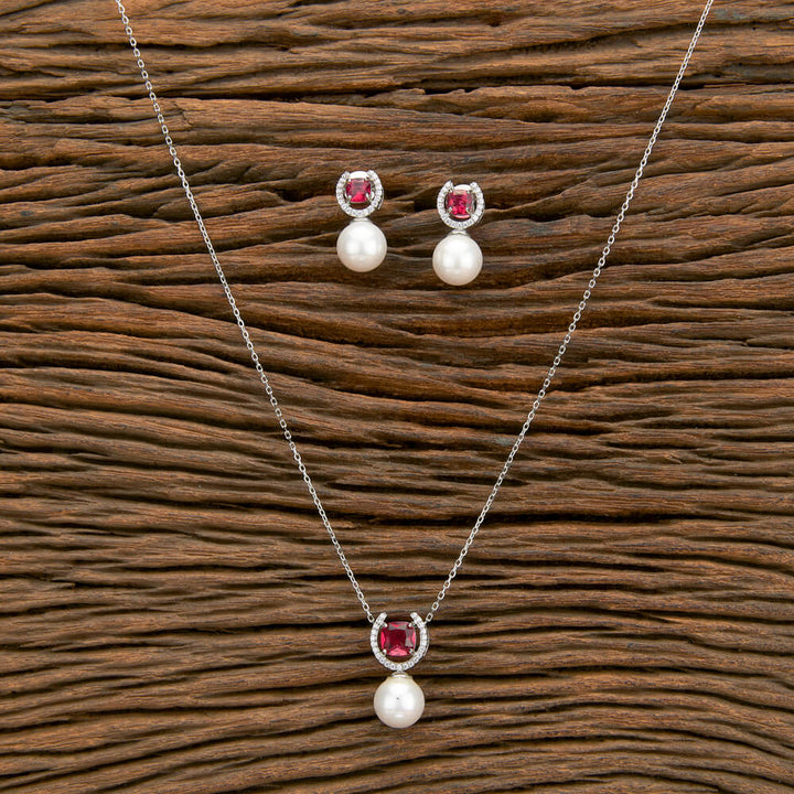 Cz Delicate Pendant Set With 2 Tone Plating 430290