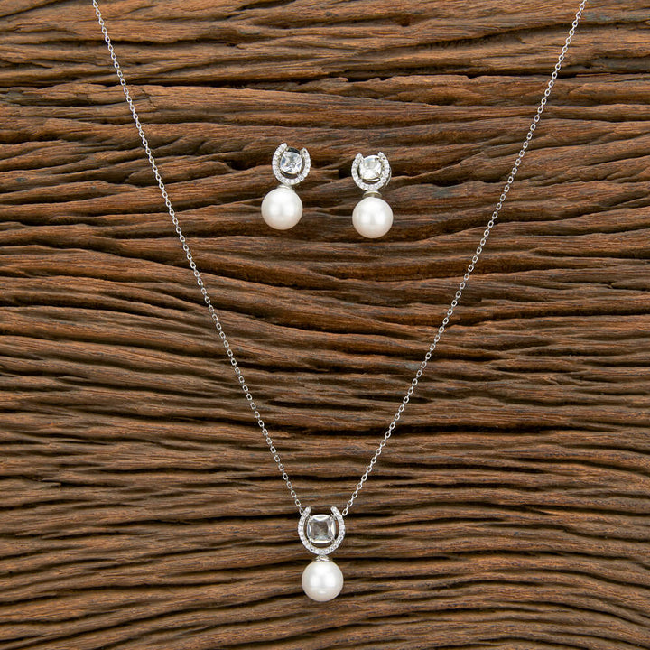 Cz Delicate Pendant Set With 2 Tone Plating 430290