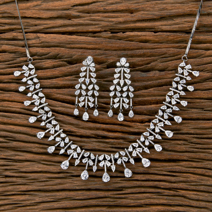 Cubic Zirconia Classic Necklace With Black 2 Tone Rhodium Plating 430294