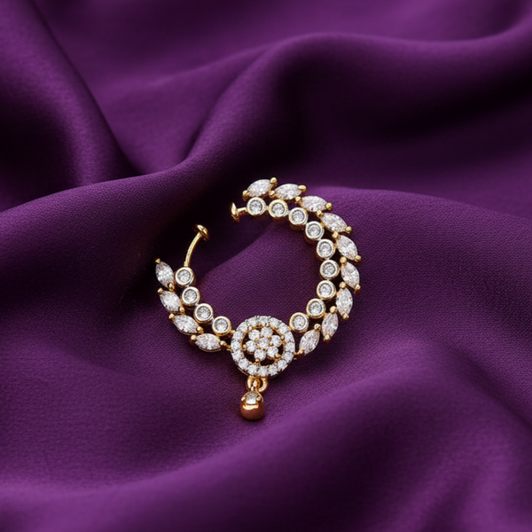 430305 Cz Classic Nose Ring With Rhodium 2 Tone Plating