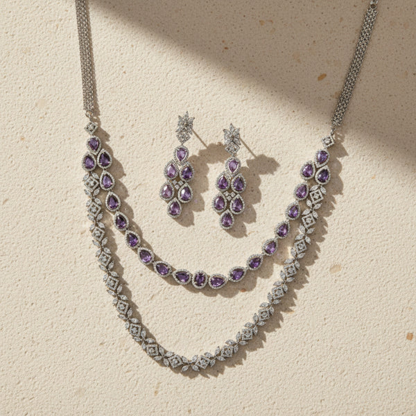 430332 Cz Classic Necklace With Rhodium Plating