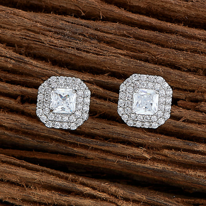 Cz Delicate Tops With Rhodium 2 Tone Plating 430360