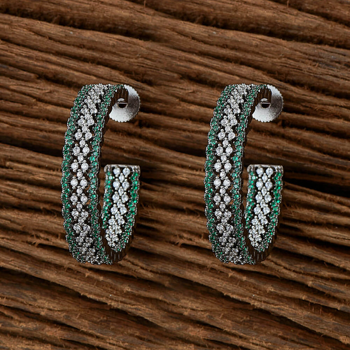 Cubic Zirconia Nano Stone Earring With Black Plating 430377