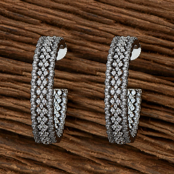 Cubic Zirconia Nano Stone Earring With Black Plating 430377