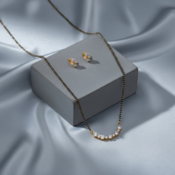 430382 Cubic Zirconia Classic Mangalsutra With 2 Tone Plating