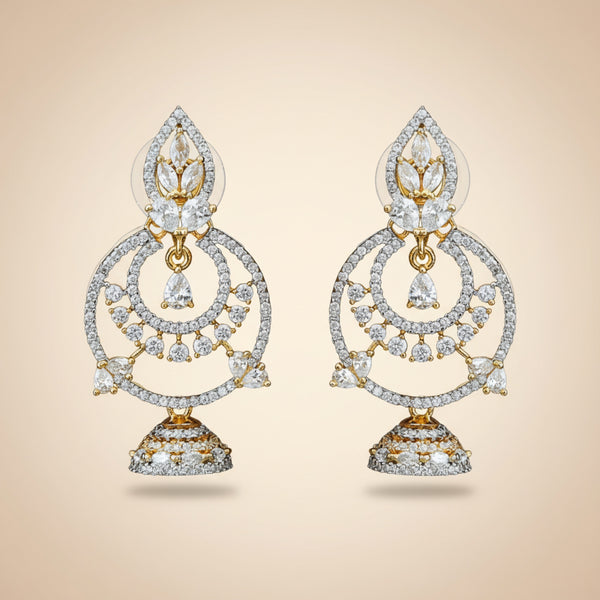 430473 Cubic Zirconia Classic Earring With 2 Tone Plating