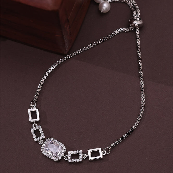 Cubic Zirconia Classic Bracelet With Rhodium Plating 430603
