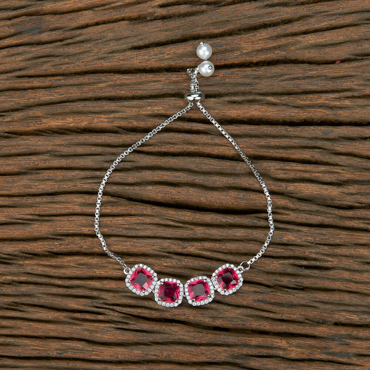 Cubic Zirconia Adjustable Bracelet With Rhodium Plating 430605