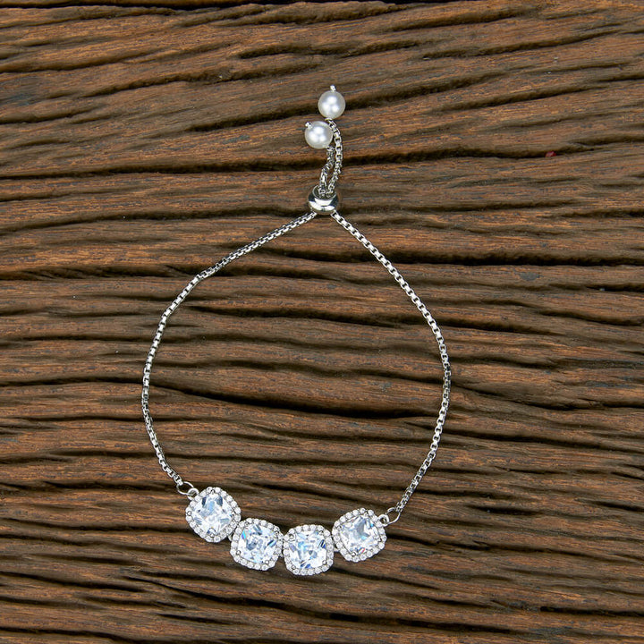 Cubic Zirconia Adjustable Bracelet With Rhodium Plating 430605