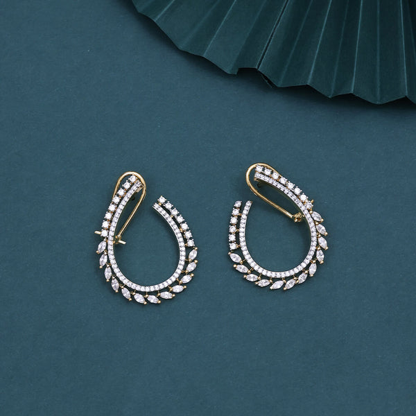 Cz Classic Earring With 2 Tone Rhodium Plating 430664