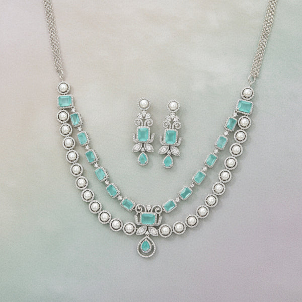 430834 Cz Classic Necklace With Rhodium Plating