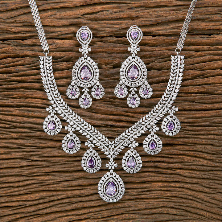 Cz Classic Necklace With Rhodium Plating 430840