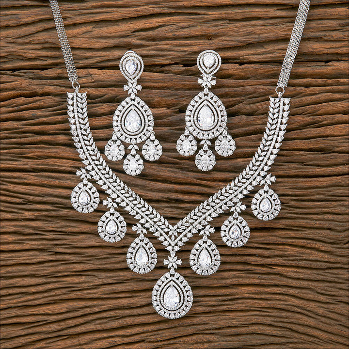 Cz Classic Necklace With Rhodium Plating 430840