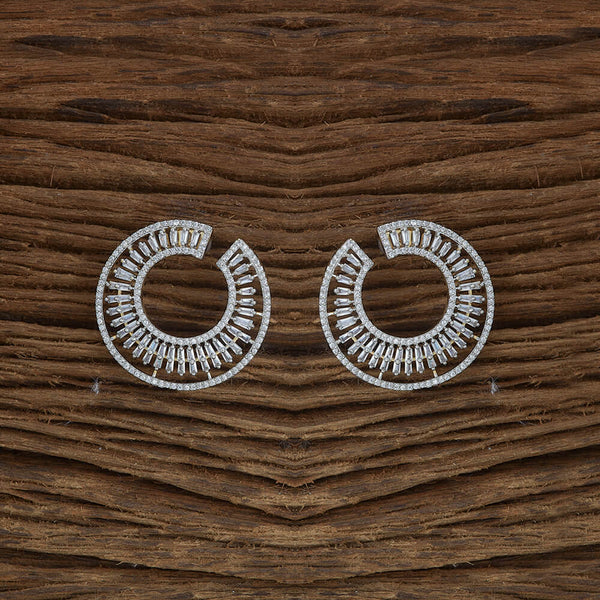 Cubic Zirconia Chand Earring With 2 Tone Rhodium Plating 430927