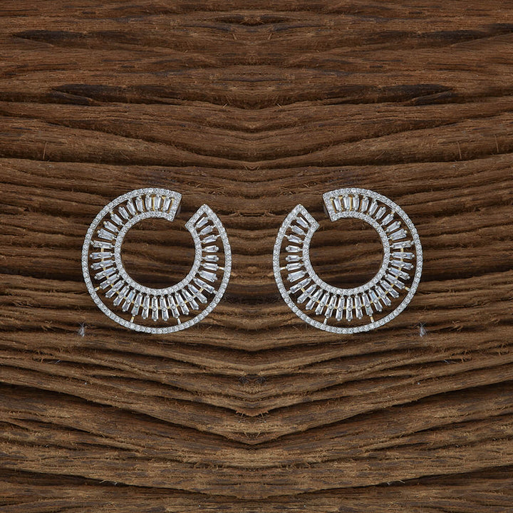 Cubic Zirconia Chand Earring With 2 Tone Rhodium Plating 430927