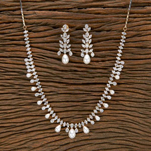 Cubic Zirconia Moti Necklace With Black 2 Tone Rhodium Plating 430971