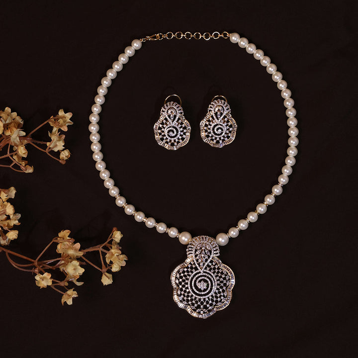 Antique Classic mala necklace With 2 Tone Rhodium Plating 431004