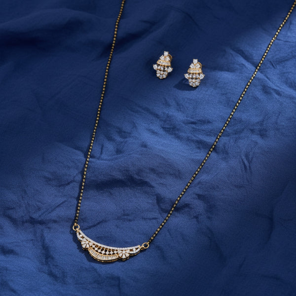 431061 Cubic Zirconia Classic Mangalsutra With 2 Tone Rhodium Plating