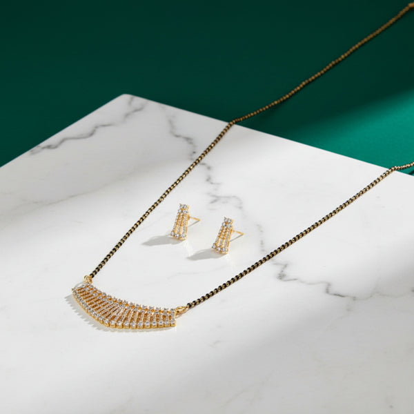 431089 Cubic Zirconia Classic Mangalsutra With 2 Tone Plating
