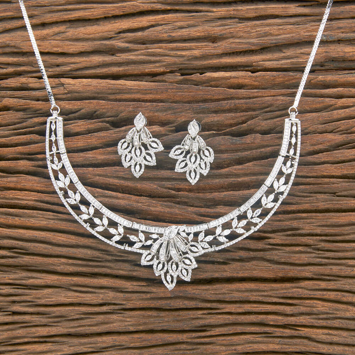 Cubic Zirconia Classic Necklace With 2 Tone Rhodium Plating 431140