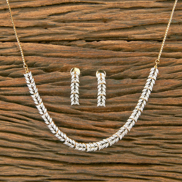 American Diamond Classic Necklace With 2 Tone Plating 431284