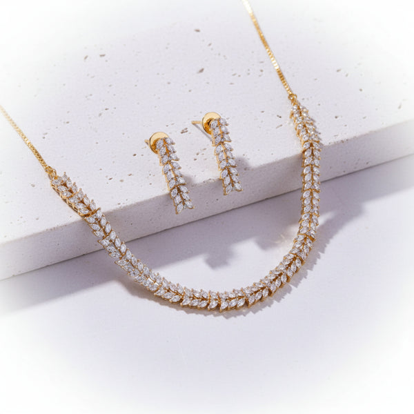 431284 American Diamond Classic Necklace With 2 Tone Plating