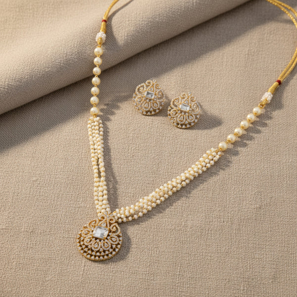 431343 Cubic Zirconia Classic mala necklace With Gold Plating