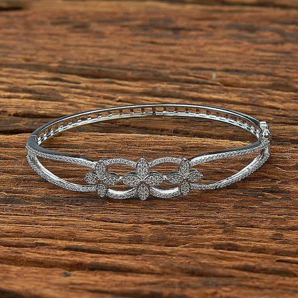 431415 Cubic Zirconia Classic Kada With 2 Tone Rhodium Plating