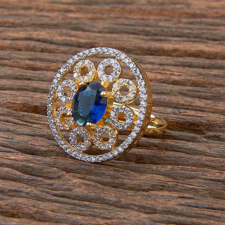 Cz Adjustable Ring With 2 Tone Plating 431424