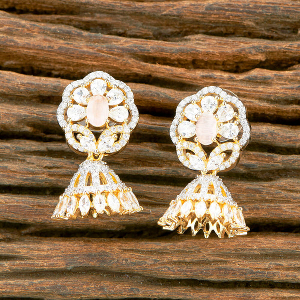 431460 Cubic Zirconia Classic Jhumki With 2 Tone Plating